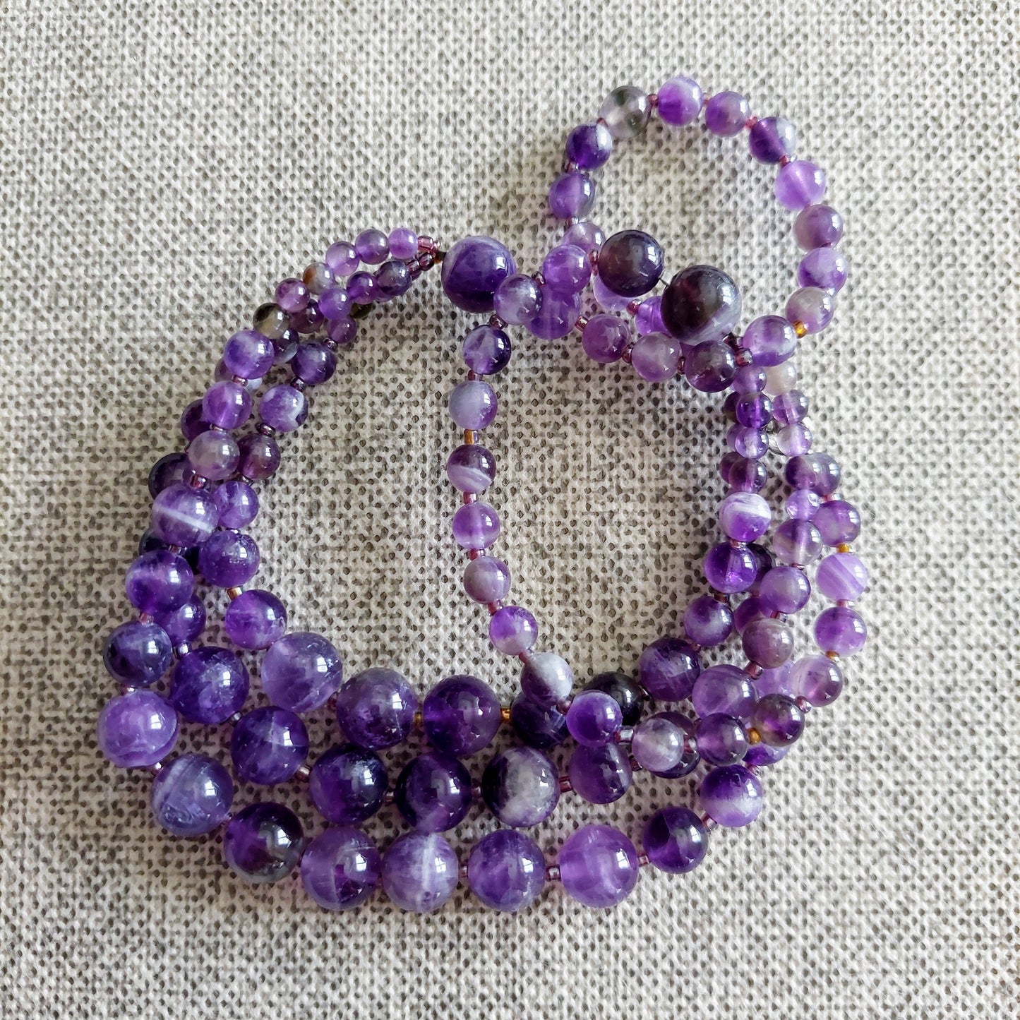 Amethyst three row necklace 50 cm