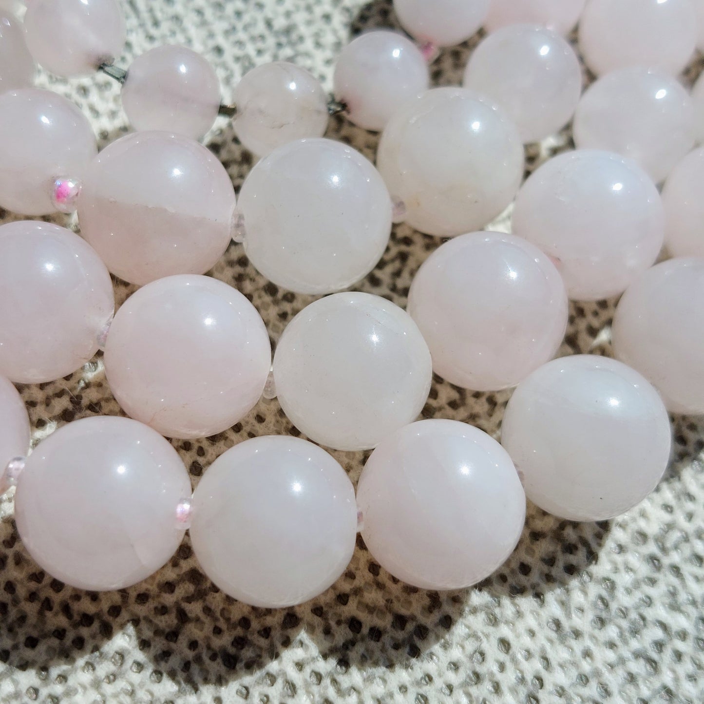 Pink Rose Quartz three row necklace 70 cm