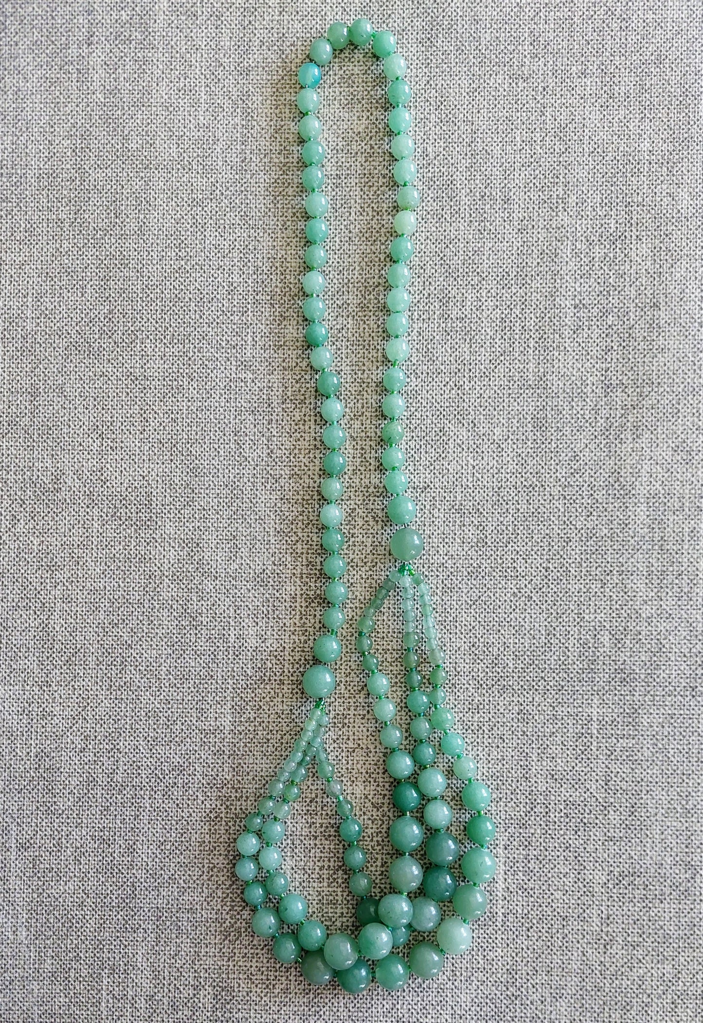 Green aventurine three row necklace 70 cm