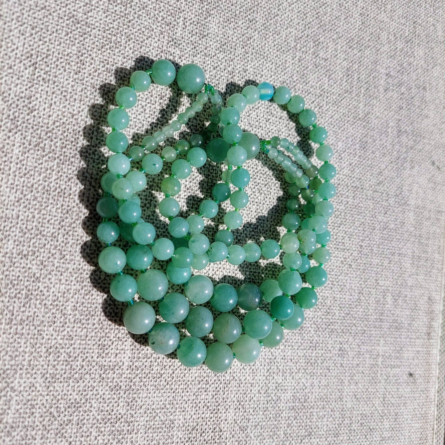 Green aventurine three row necklace 70 cm