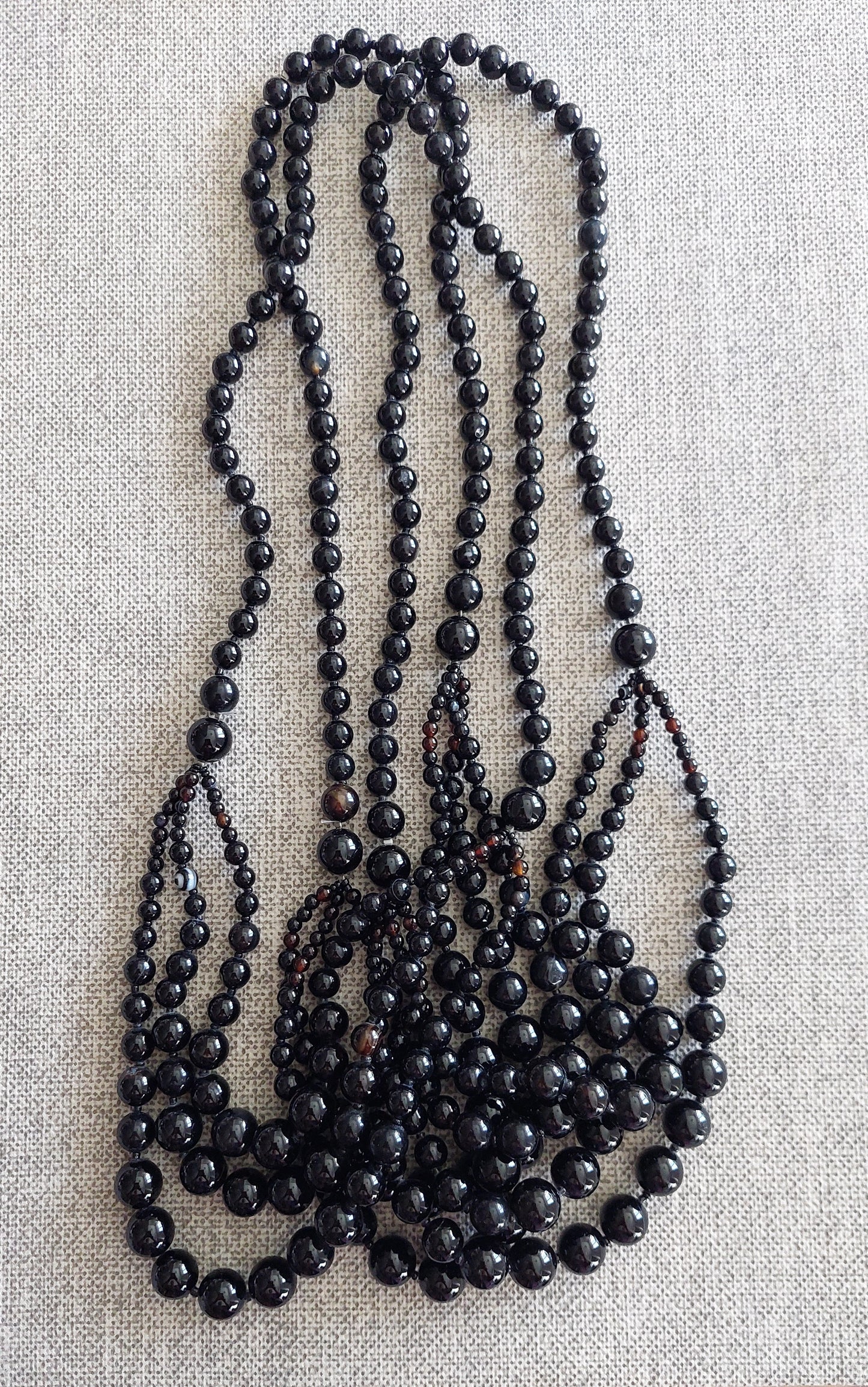 Black tourmaline three row necklace 70 cm (Copy)