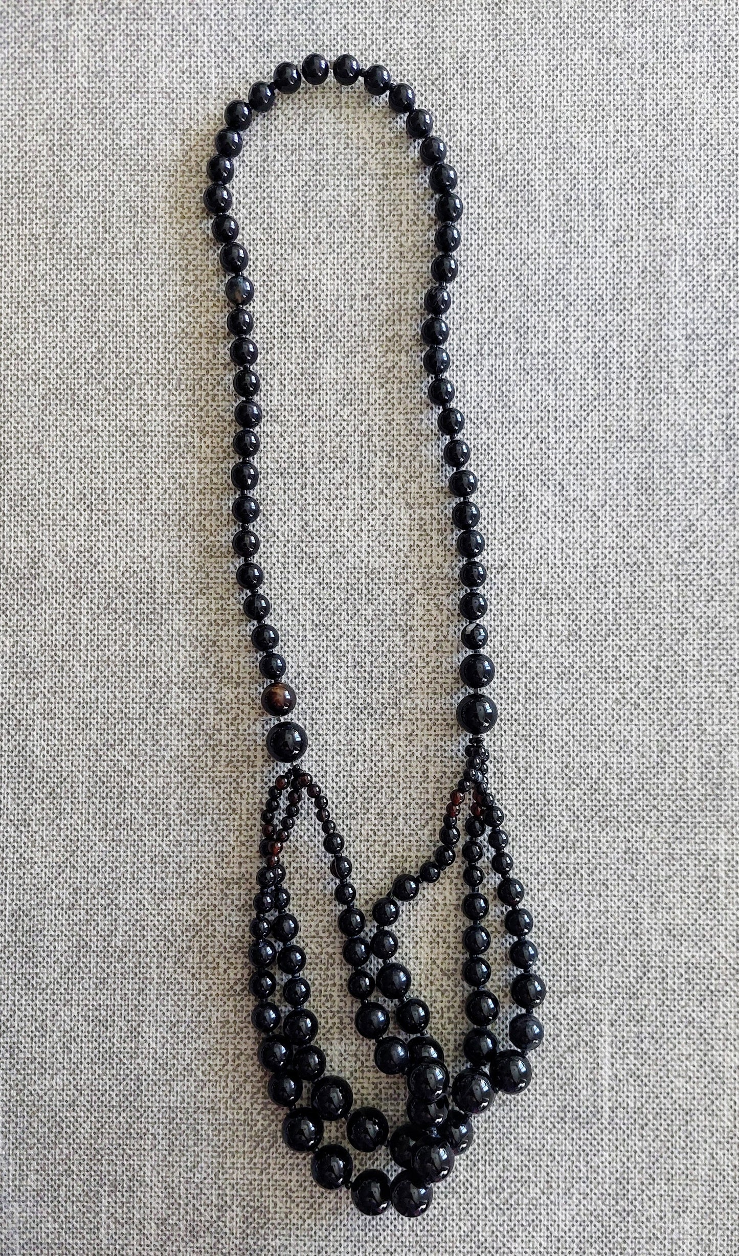 Black tourmaline three row necklace 70 cm (Copy)