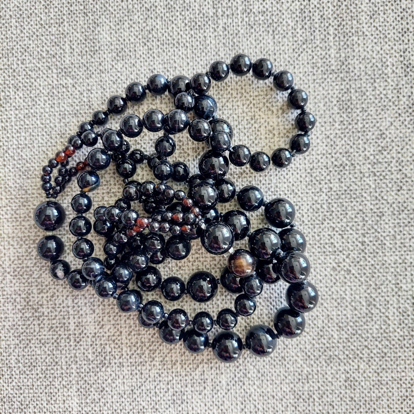Black tourmaline three row necklace 70 cm (Copy)