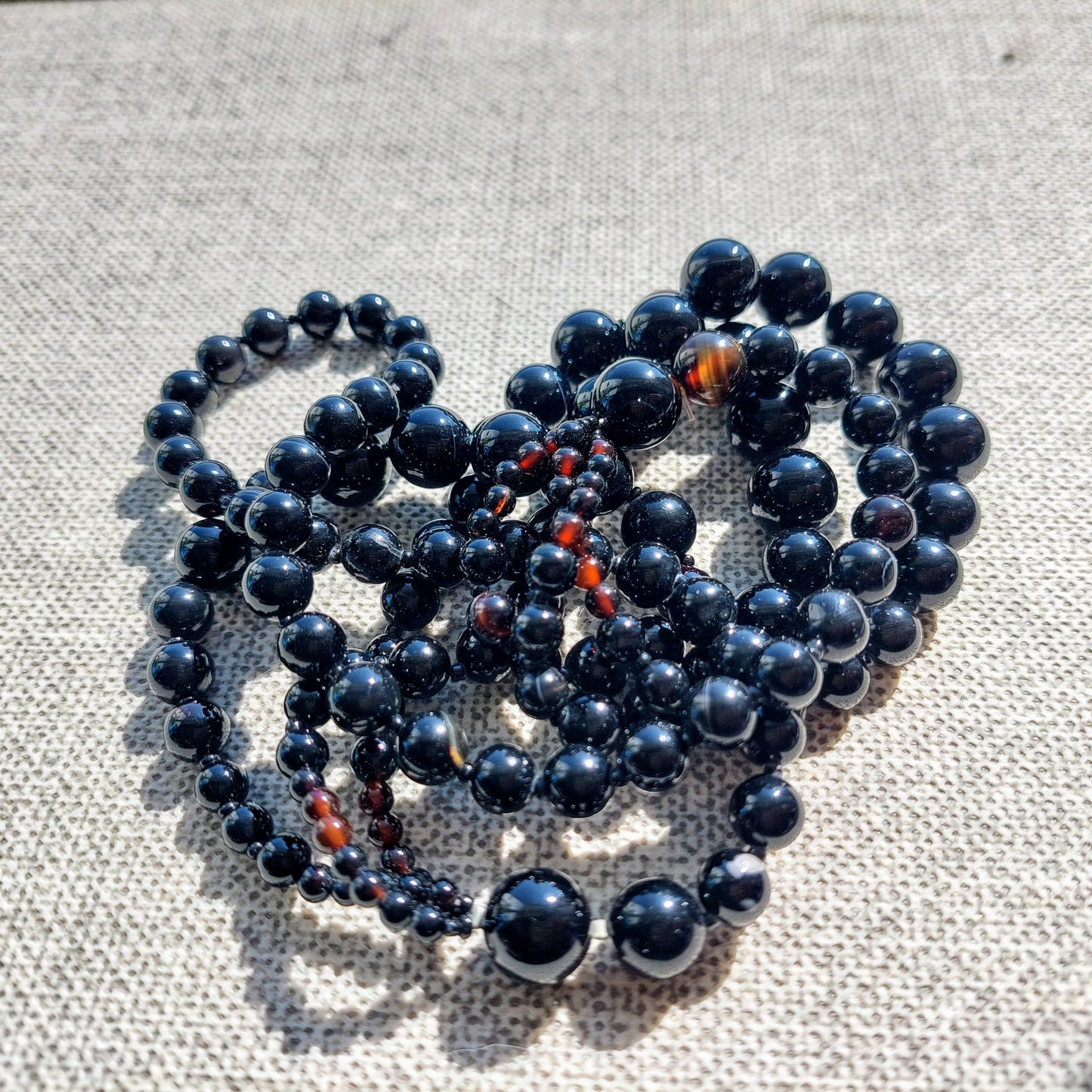 Black tourmaline three row necklace 70 cm (Copy)