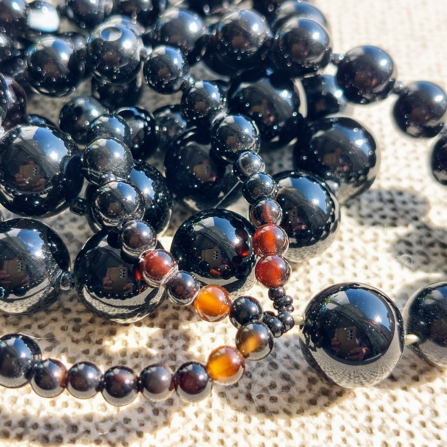 Black tourmaline three row necklace 70 cm (Copy)