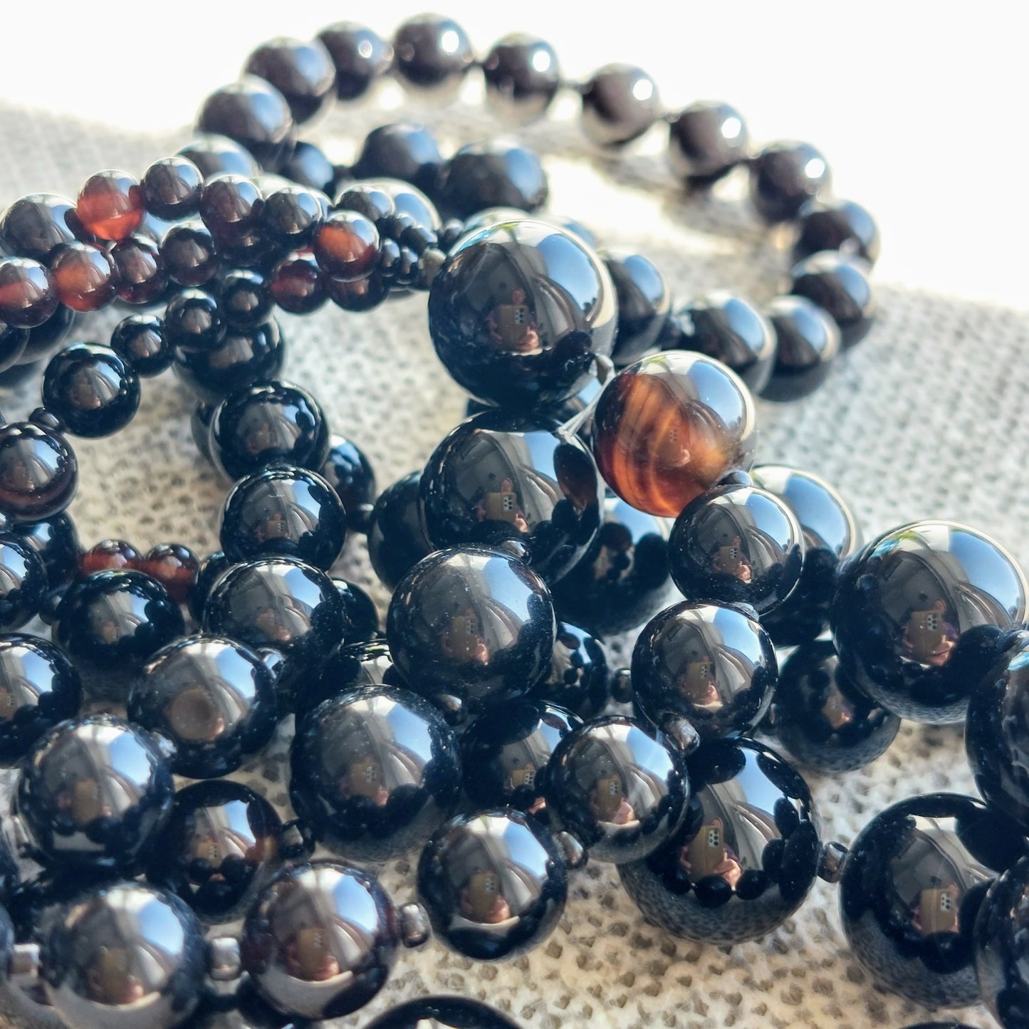 Black tourmaline three row necklace 70 cm (Copy)