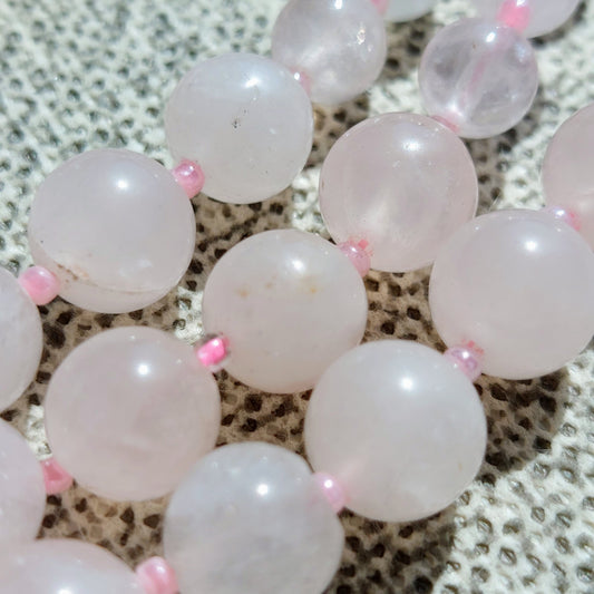 Pink Rose Quartz three row necklace 50 cm