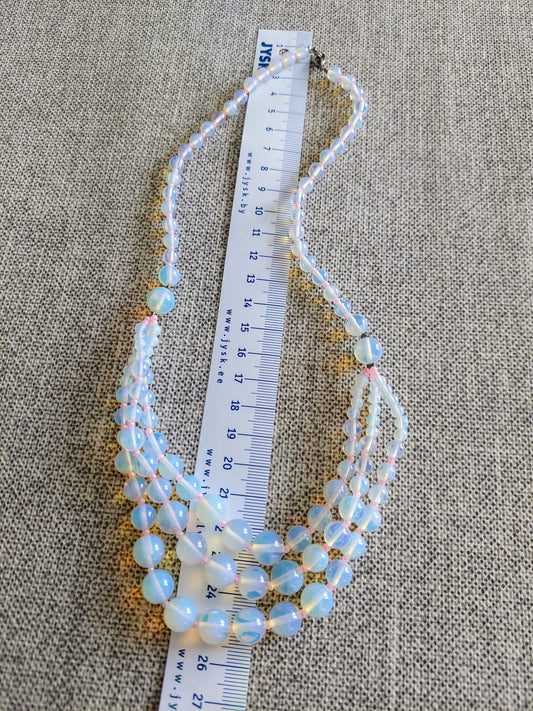 Opaline moonstone three row necklace 50 cm