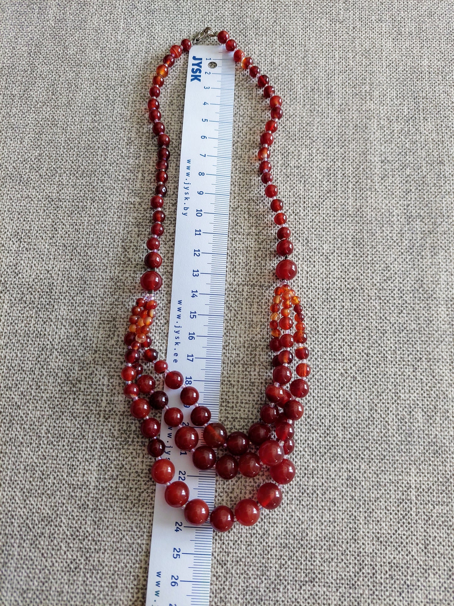 Red Carnelian three row necklace 50 cm
