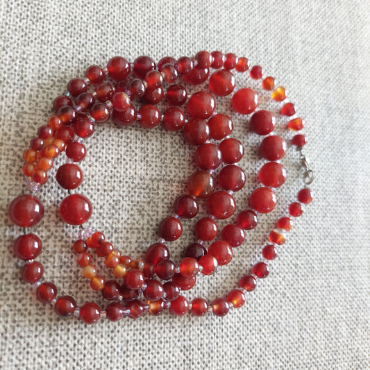 Red Carnelian three row necklace 50 cm