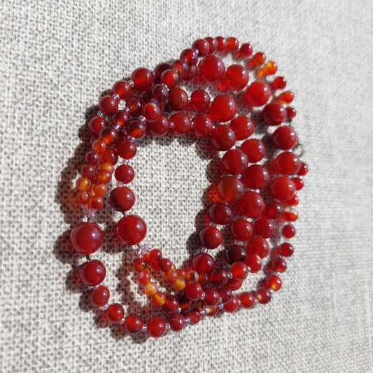 Red Carnelian three row necklace 50 cm