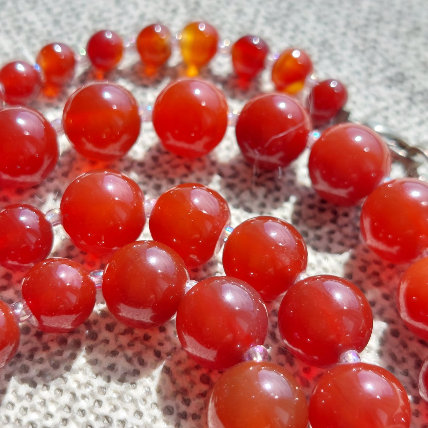 Red Carnelian three row necklace 50 cm