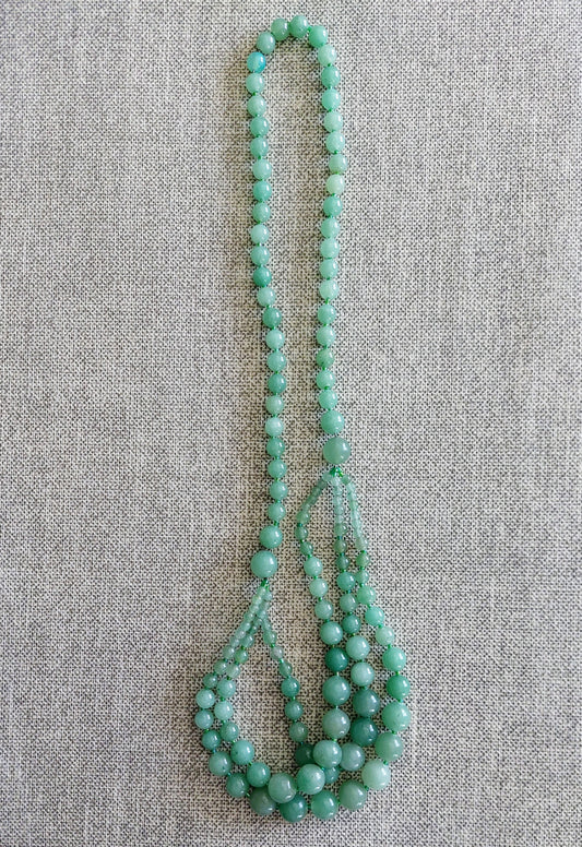 Green aventurine three row necklace 70 cm