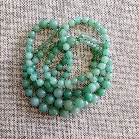 Green aventurine three row necklace 70 cm