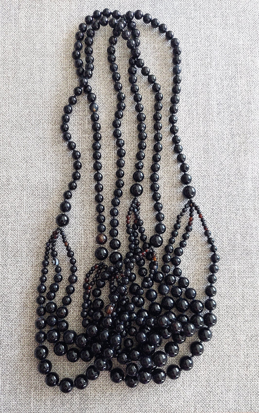 Black tourmaline three row necklace 70 cm (Copy)